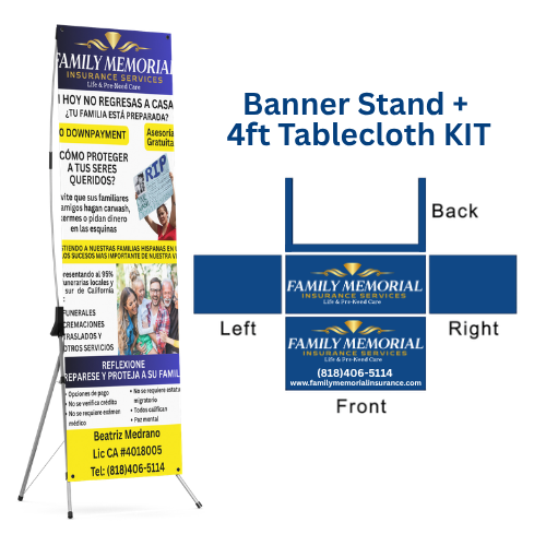 X Stand Banner 30x65 + Table Cloth with Logo 4FT Personalized